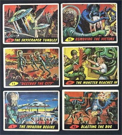 1962 Mars Attacks Low Grade Lot (6) w/ #1 "The Invasion Begins"