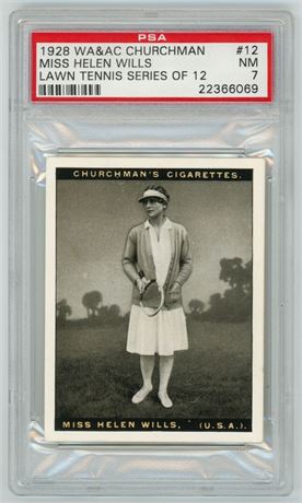 1928 WA & AC Churchman #12 Miss Helen Wills Lawn Tennis Series of 12 PSA 7 NM