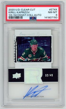 2020 UD Clear Cut Kirill Kaprizov RC Auto 32/49 PSA 8