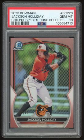 2023 Bowman Chrome Jackson Holliday RC Jersey Match 07/10 PSA 10 GEM MINT