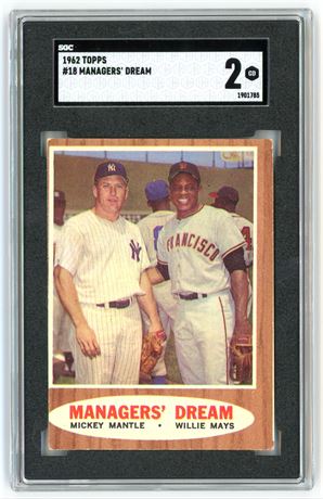1962 Topps #18 Mangers' Dream Mantle/Mays SGC 2 GOOD