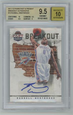 2011-12 Panini Past/Present #13 Russell Westbrook Breakout Autograph BGS 9.5/10