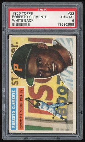 1956 Topps #33 Roberto Clemente White Back PSA 6 EXMT