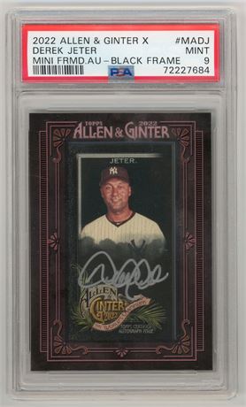 2022 Allen & Ginter X Derek Jeter Mini Framed Auto Black Frame 9/10 PSA 9 MINT