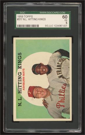 1959 Topps #317 N.L. Hitting Kings Ashburn - Mays SGC 5 EX