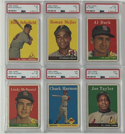 1958 Topps PSA Graded Lot (6) EXMT AVG