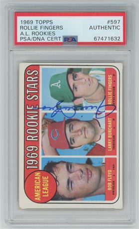 1969 Topps #597 Rollie Fingers RC Auto PSA Authentic Auto