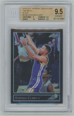 2019 Leaf National Conv 1992 Metal Black Stephen Curry 5/5 BGS 9.5 GEM MINT