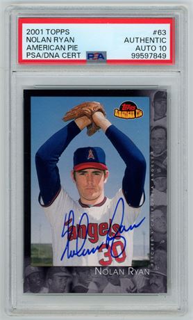 2001 Topps #63 Nolan Ryan American Pie PSA Authentic Auto 10