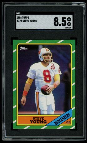 1986 Topps #374 Steve Young RC SGC 8.5 NMMT+