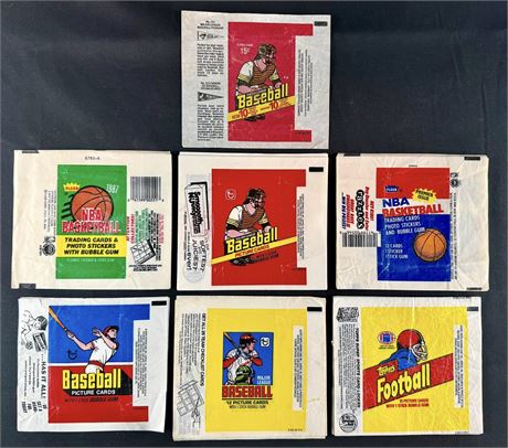 1978-1987 Football/Baseball/Basketball Assorted Wax Wrappers Lot (70+)