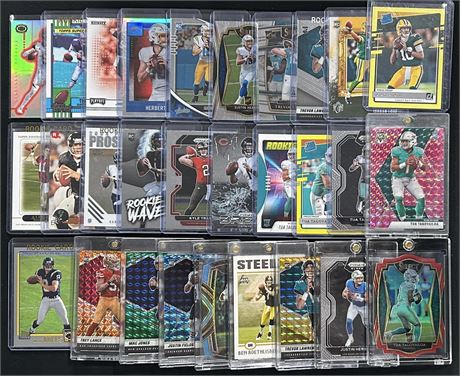 (29) Modern Football QB RC Lot Loaded w/ Stars Die-Cut Prizm Inserts etc
