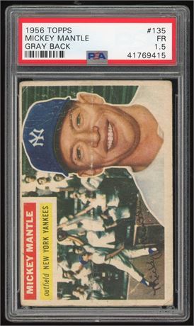 1956 Topps #135 Mickey Mantle Gray Back PSA 1.5 FAIR