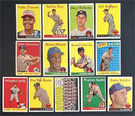 1958 Topps Baseball Lot (13) w/ Cepeda RC and Stars VGEX AVG READ