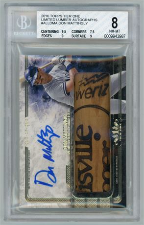 2016 Topps Tier One Don Mattingly Limited Lumber Autographs BGS 8 NMMT