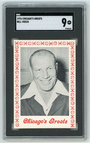 1976 Chicago's Greats Bill Veeck SGC 9 MINT Nicely Centered
