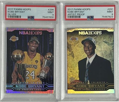 2017 Panini Hoops Kobe Bryant PSA 9 Graded Numbered Lot (2)