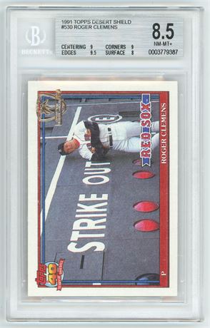 1991 Topps #530 Roger Clemens Desert Shield BGS 8.5 NMMT+