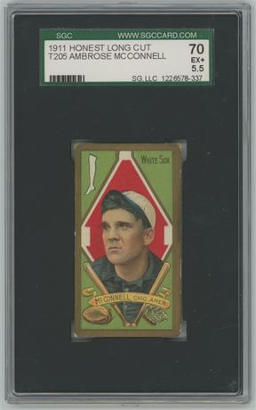 1911 T205 Honest Long Cut Ambrose McConnell SGC 5.5 EX+