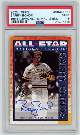 2025 Topps Barry Bonds 1190 Topps All-Star Auto-Black 9/10 PSA 9 MINT