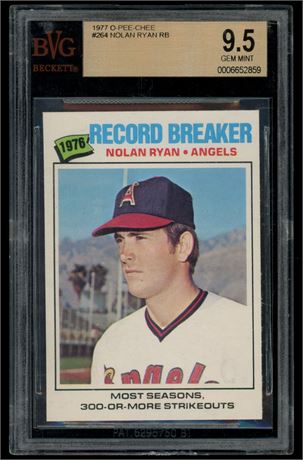 1977 O-Pee-Chee #264 Nolan Ryan Record Breaker BVG 9.5 Pop 3, Highest