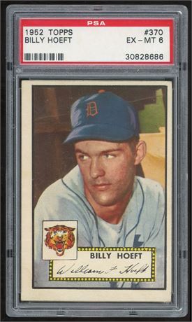 1952 Topps #370 Billy Hoeft Hi# PSA 6 EXMT