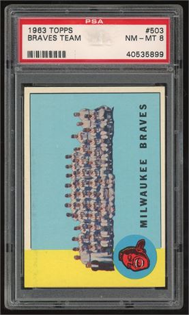 1963 Topps #503 Braves Team PSA 8 NMMT