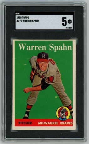 1958 Topps #270 Warren Spahn SGC 5 EX