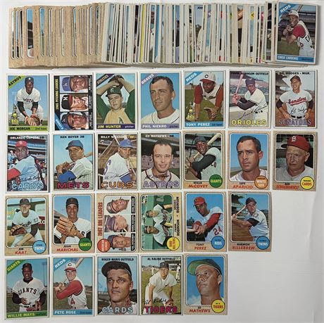 1966-1968 Topps Baseball Lot (175+) w/ Mays, Rose, etc Low Grade to VGEX