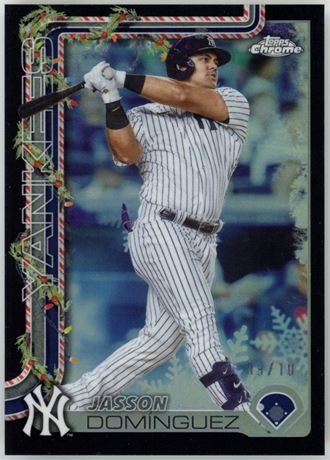 2025 Topps Chrome Holiday Jasson Dominguez 9/10 Black Refractor