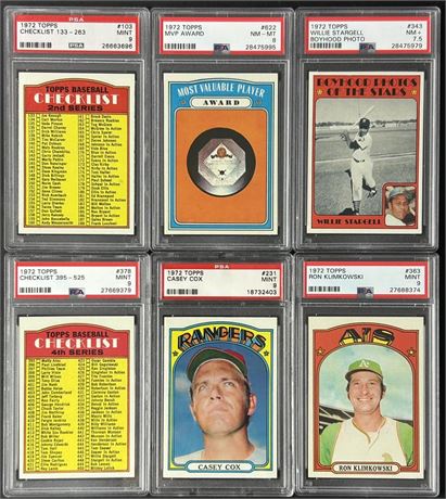 1972 Topps Baseball PSA Graded Lot (6) PSA 7.5-PSA 9 Sharp Cards!