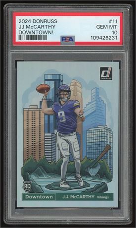 2024 Donruss #11 JJ McCarthy RC Downtown PSA 10 GEM MINT
