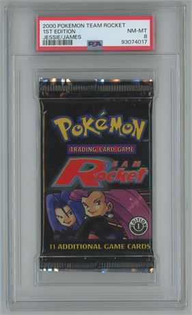 2000 Pokemon Team Rocket 1st Edition Booster Pack Jessie/James PSA 8 NMMT