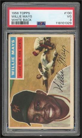 1956 Topps #130 Willie Mays White Back PSA 3 VG
