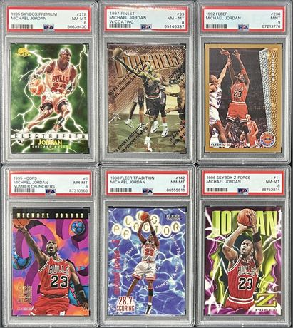 1990's (6) Michael Jordan PSA 8-9 Lot