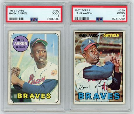 1967-1969 Topps Baseball Hank Aaron PSA Graded Lot (2)