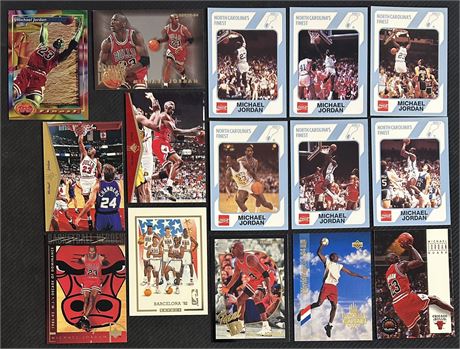 1989-1995 Michael Jordan Lot (15) w/ Finest, World Cup, and Inserts