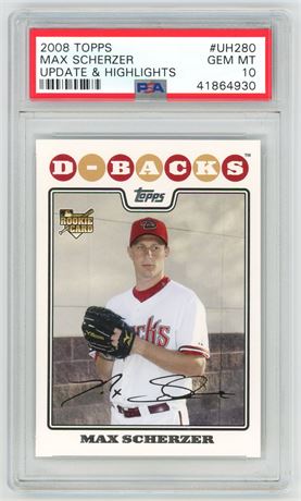 2008 Topps Max Scherzer RC Update & Highlights PSA 10 GEM MINT