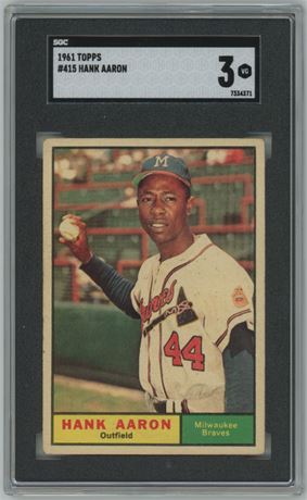 1961 Topps #415 Hank Aaron SGC 3 VG DEAD CENTERED