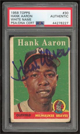 1958 Topps #30 Hank Aaron PSA Authentic Auto Dual Cert (READ)