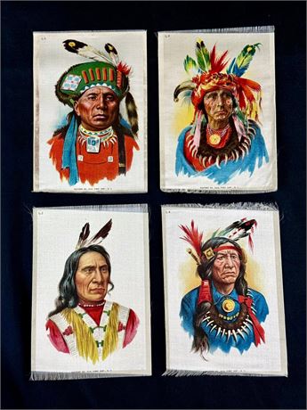 1910 Tokoi Cigarettes American Indians Premium Large Silk Lot (4)