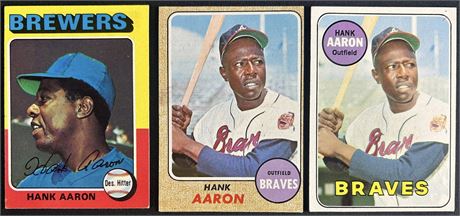1968-1975 Topps Hank Aaron Lot (3) VGEX Avg