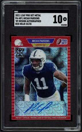 2021 Leaf Pro Set Metal Micah Parsons RC Autographed Red Mojo 23/35 SGC 10
