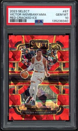 2023 Select #87 Victor Wembanyama Red Cracked Ice RC PSA 10