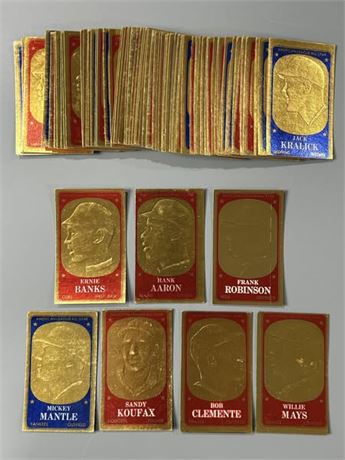 1965 Topps Complete Embossed 72-Card Set (VG AVG) w/ Mantle, Mays, Clemente