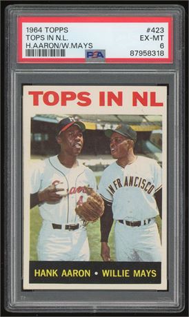 1964 Topps #423 Tops In NL Aaron/Mays PSA 6 EXMT