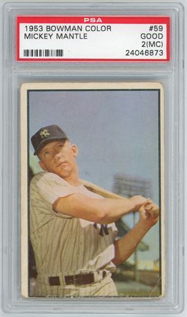 1953 Bowman Color #59 Mickey Mantle PSA 2 (MC)