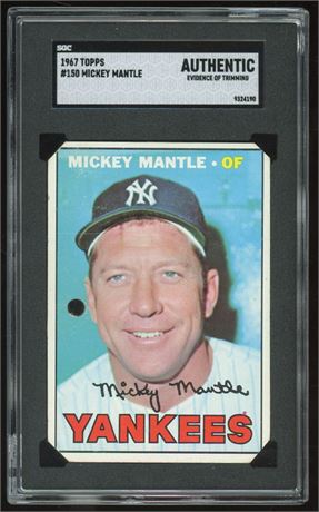 1967 Topps #150 Mickey Mantle SGC Authentic (Evidence of Trimming)