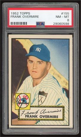 1952 Topps #155 Frank Overmire PSA 8 NMMT Only 3 Higher