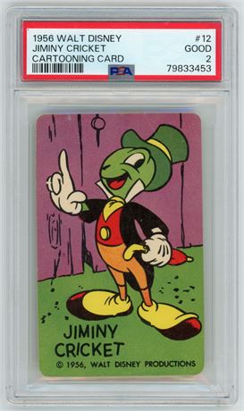 1956 Walt Disney #12 Jiminy Cricket Cartooning Card PSA 2 GOOD